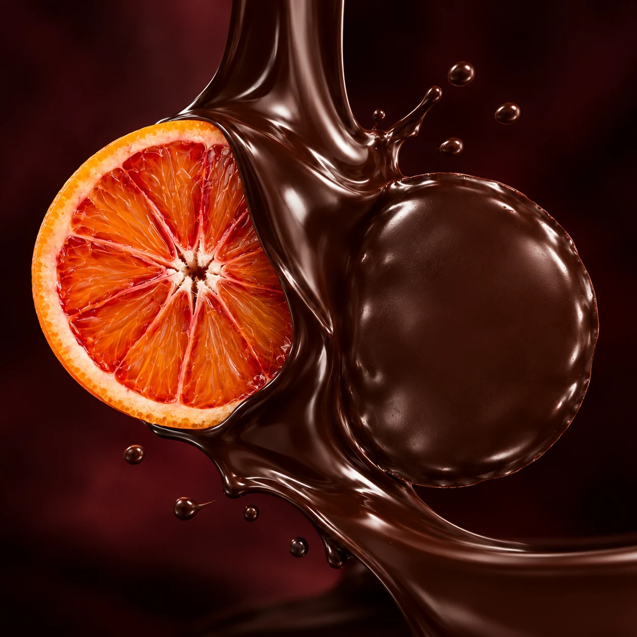 とろりと流れるチョコレートと、ブラッドオレンジ