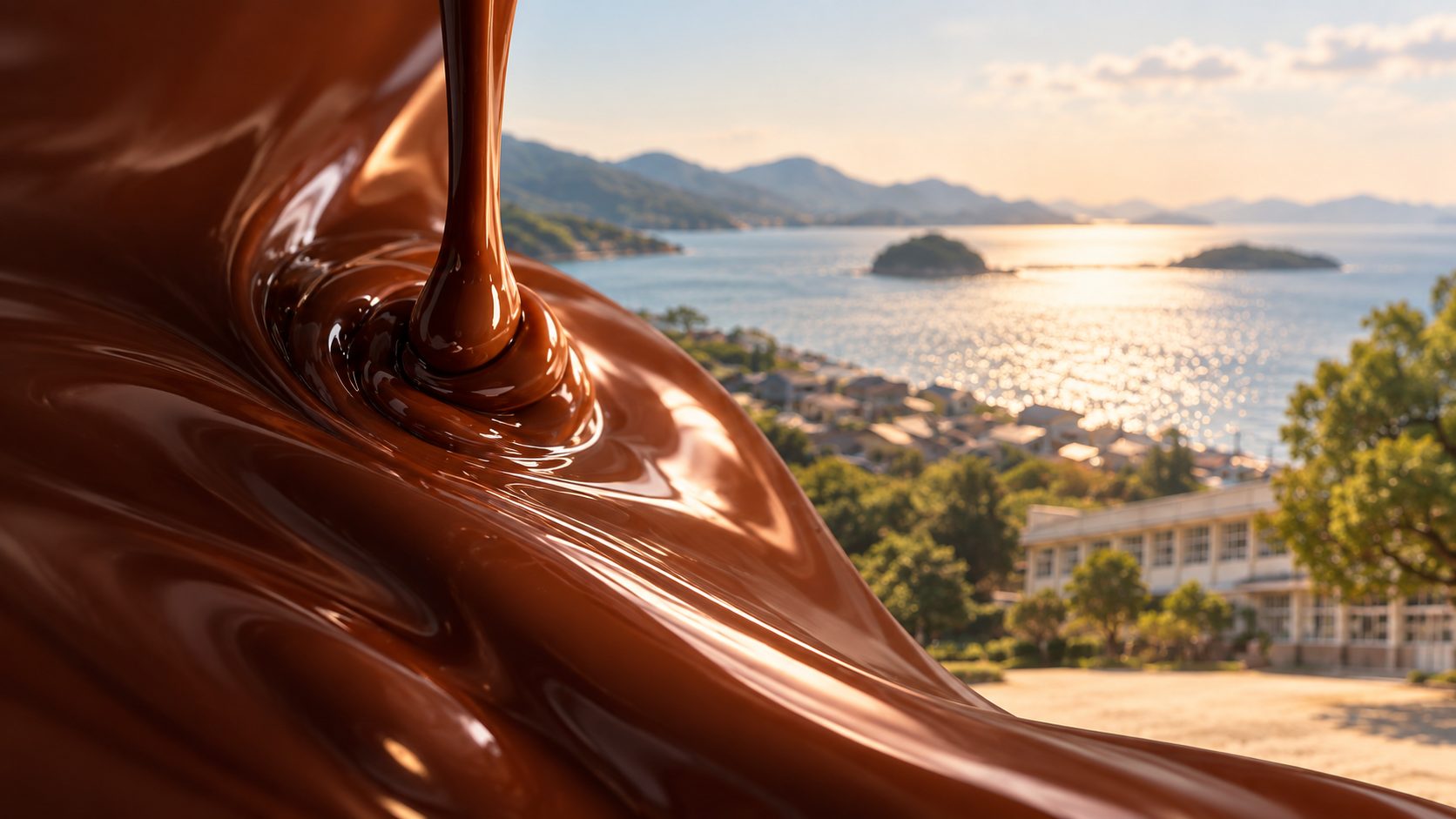流れる濃厚なチョコレート