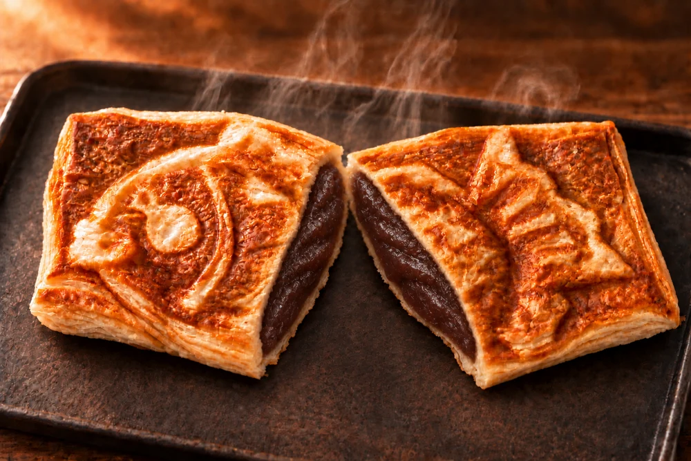 チョコ餡のクロワッサンたい焼きの断面